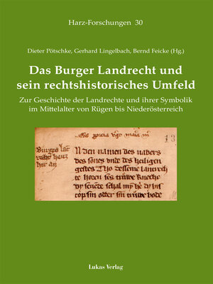cover image of Das Burger Landrecht und sein rechtshistorisches Umfeld